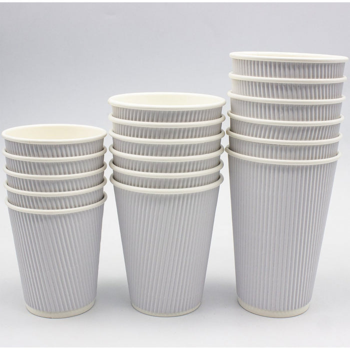 500pcs White Ripple Wall Coffee Cup 16oz/473ml PE |  WHR16OZ