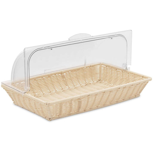 Commercial Bread Display Basket with Roll top cover 530x325x80mm Nature colour |  WHRBBC1 Makfry