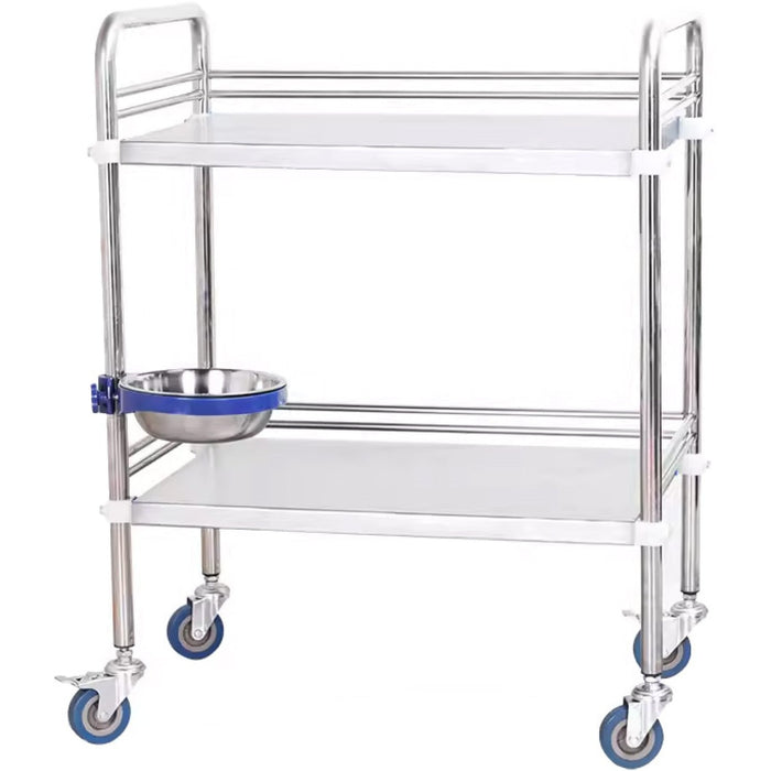 Professional 2 Tier Mobile Medical Trolley Stainless Steel 500x400x860mm |  WHSS2T5040 Makfry
