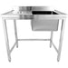 Commercial Stainless Steel Single Sink with Right Bowl & Left Scrapping Hole + Splashback 1000x600x950mm |  WHSTD1060R Makfry