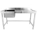 Commercial Stainless Steel Single Sink with Left Bowl & Right Scrapping Hole + Splashback 1400x700x950mm |  WHSTD1470L Makfry