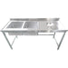 Commercial Stainless Steel Double Sink with 2 Left Bowls & Right Scrapping Hole + Splashback 1500x700x950mm |  WHSTT1570L Makfry