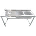 Commercial Stainless Steel Double Sink with 2 Right Bowls & Left Scrapping Hole + Splashback 1500x700x950mm |  WHSTT1570R Makfry