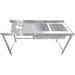 Commercial Stainless Steel Double Sink with 2 Right Bowls & Left Scrapping Hole + Splashback 1800x700x950mm |  WHSTT1870R Makfry