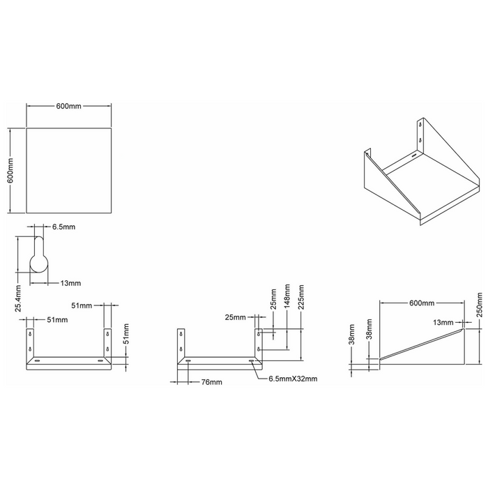 Microwave Shelf Stainless steel 600x600mm |  WMS600X600 Makfry