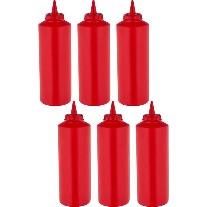 6 pack of Squeeze Sauce Bottles 475ml/16oz Red |  WQSB16WR