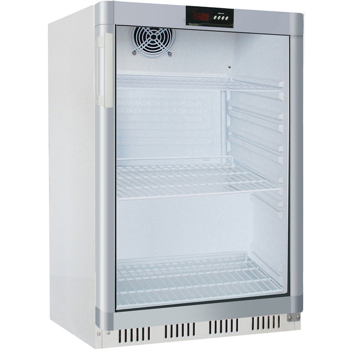 B GRADE Commercial Refrigerator Undercounter 130 litres White Single glass door |  WR200G B GRADE