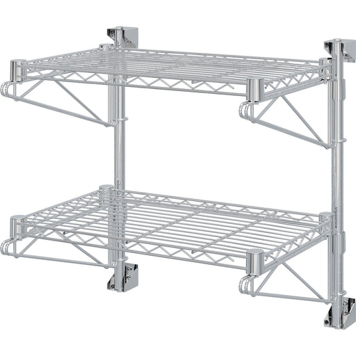 Wall-Mounted Wire Shelf 2 Tier 200kg Capacity Chrome Finish 600x350x600mm |  WR603580A2C Makfry