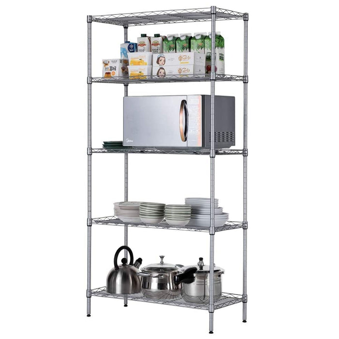 Professional 5 Tier Shelving Unit Silver 600x350x1500mm |  WS2414595S Makfry