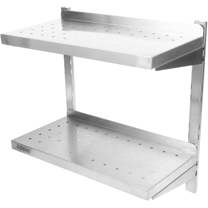 Wall Shelf Perforated 2 tiers Stainless steel 1800x300x600mm |  WSWB30180P