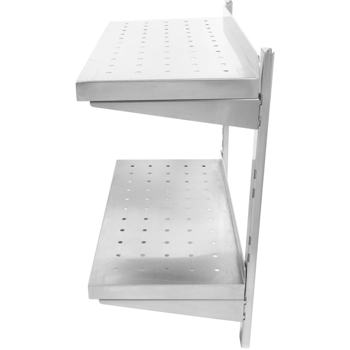 Wall Shelf Perforated 2 tiers Stainless steel 1600x350x600mm |  WSWB35160P