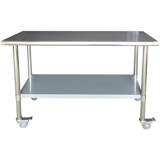 Commercial Mobile Work Table Stainless Steel Bottom Shelf 1500x600x900mm |  WTG600X1500C Makfry