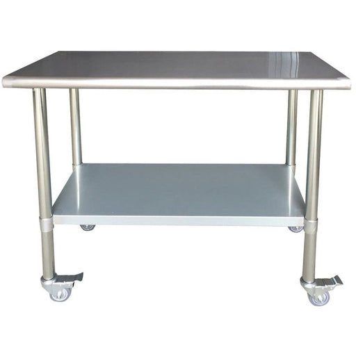 Commercial Mobile Work Table Stainless Steel Bottom Shelf 1000x750x900mm | Wtg750 X1000 C Makfry