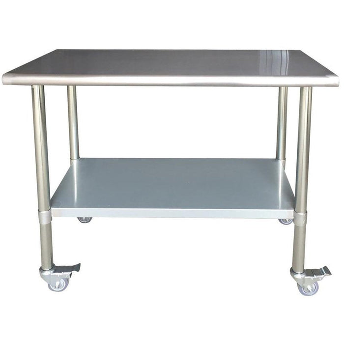 Commercial Mobile Work Table Stainless Steel Bottom shelf 1000x600x900mm |  WTG600X1000C Makfry
