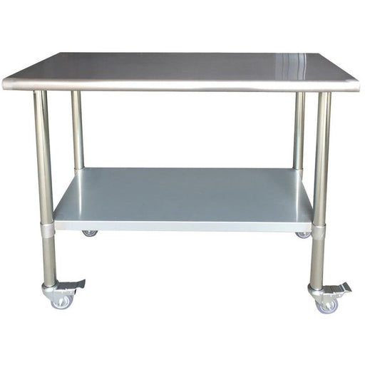 B GRADE Commercial Mobile Work table Stainless steel Bottom shelf 1000x750x900mm |  WTG750X1000C B GRADE Makfry