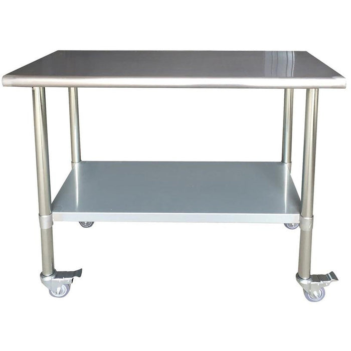 B GRADE Commercial Mobile Work table Stainless steel Bottom shelf 1000x750x900mm |  WTG750X1000C B GRADE Makfry