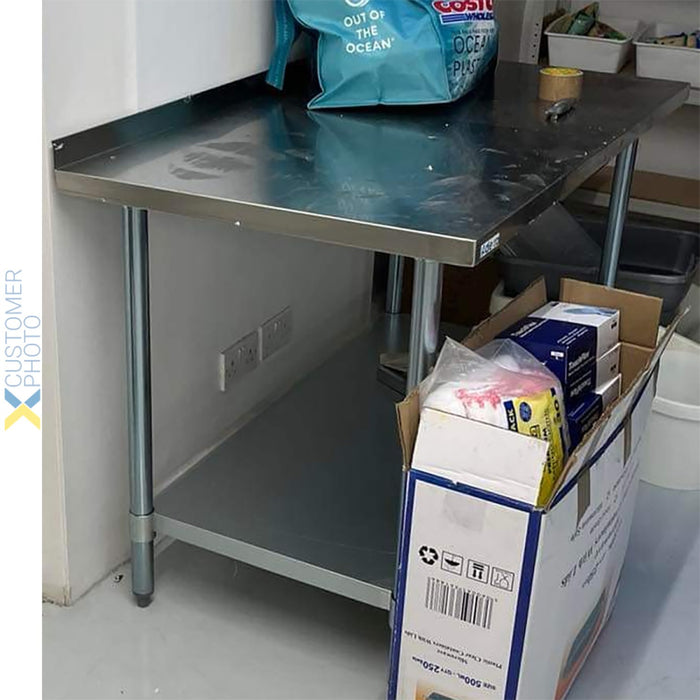 B GRADE Commercial Stainless Steel Work Table Bottom shelf Upstand 1200x700x900mm |  WT70120GB B GRADE