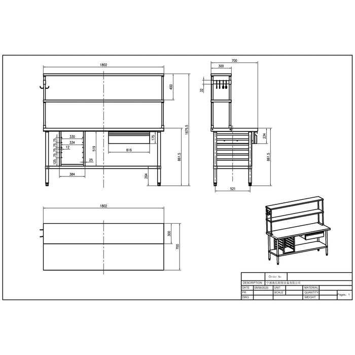 Commercial Stainless Steel Work Table With Overshelf, Drawer &Amp; Gn Pan Rack 1800x700x1675mm | Wt70180 Ps Makfry