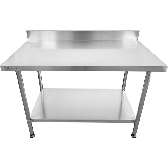 B GRADE Commercial Mobile Work table with Adjustable feet Stainless steel Bottom shelf Rear upstand 1400x600xx850/930mm |  WT60140C B GRADE Makfry