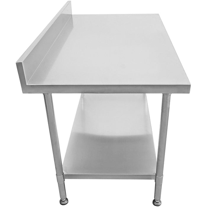 B GRADE Commercial Mobile Work table with Adjustable feet Stainless steel Bottom shelf Rear upstand 1400x600xx850/930mm |  WT60140C B GRADE Makfry