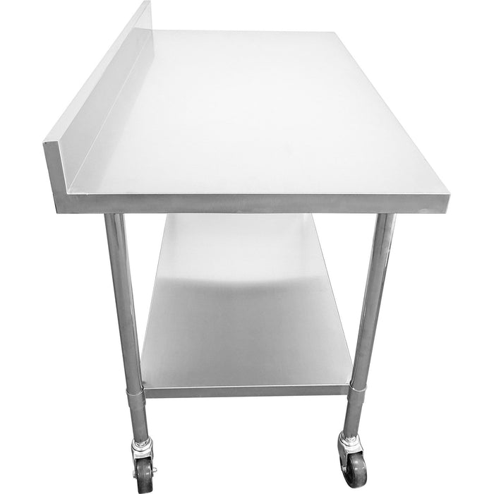 B GRADE Commercial Mobile Work table with Adjustable feet Stainless steel Bottom shelf Rear upstand 1400x600xx850/930mm |  WT60140C B GRADE Makfry