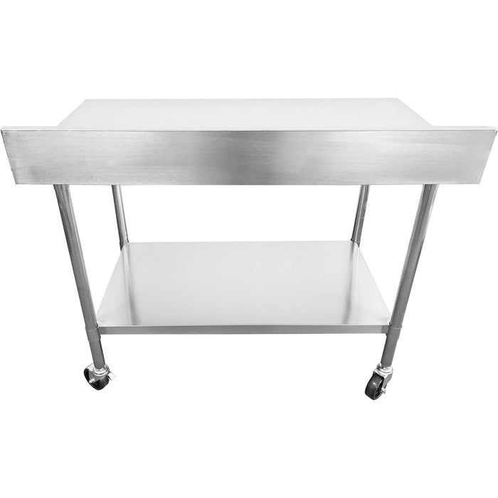 B GRADE Commercial Mobile Work table with Adjustable feet Stainless steel Bottom shelf Rear upstand 1400x600xx850/930mm |  WT60140C B GRADE Makfry