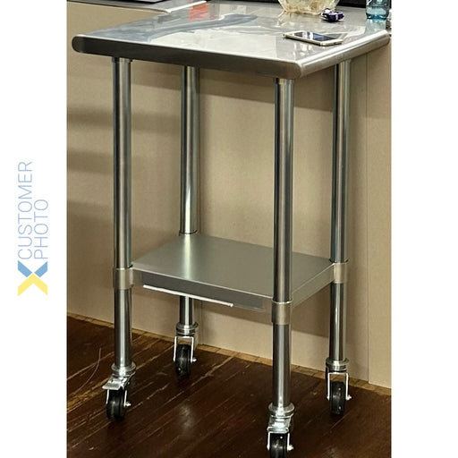 Commercial Mobile Work table Stainless steel Bottom shelf 600x450x900mm |  WTG600X450C Makfry