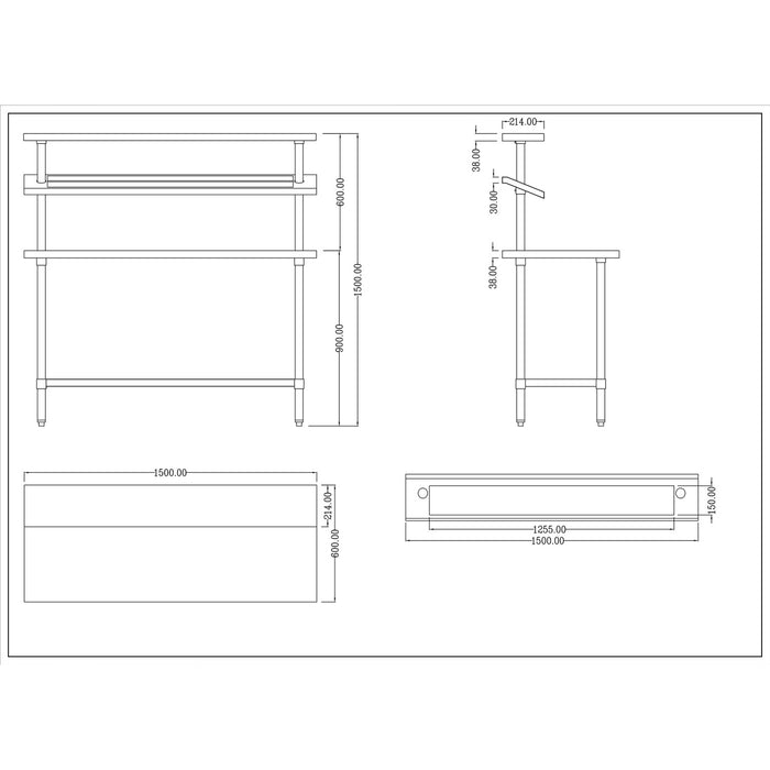 B GRADE Stainless Steel Prep table 11 x GN1/9 & Top shelf  & Undershelf |  WTG60150 B GRADE