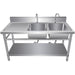 B Grade Commercial Sink Stainless Steel 1400x600x850mm 2 Bowls Right Splashback Undershelf | Wudbs14060 Right B Grade Makfry