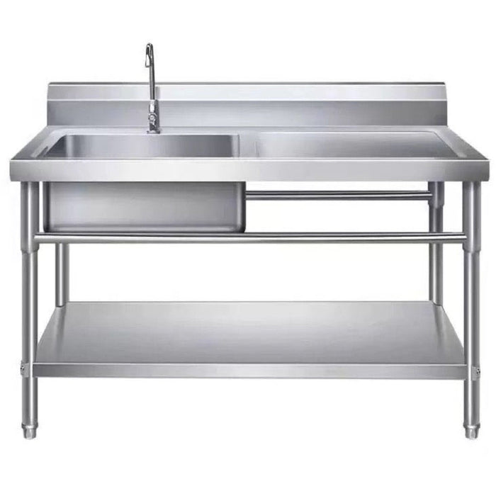 Commercial Sink Stainless Steel 1200x600x850mm 1 Bowl Left Splashback Undershelf | Wus12060 Left Makfry