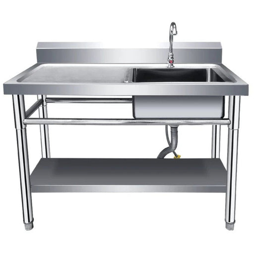 Commercial Sink Stainless Steel 1200x600x850mm 1 Bowl Right Splashback Undershelf | Wus12060 Right Makfry