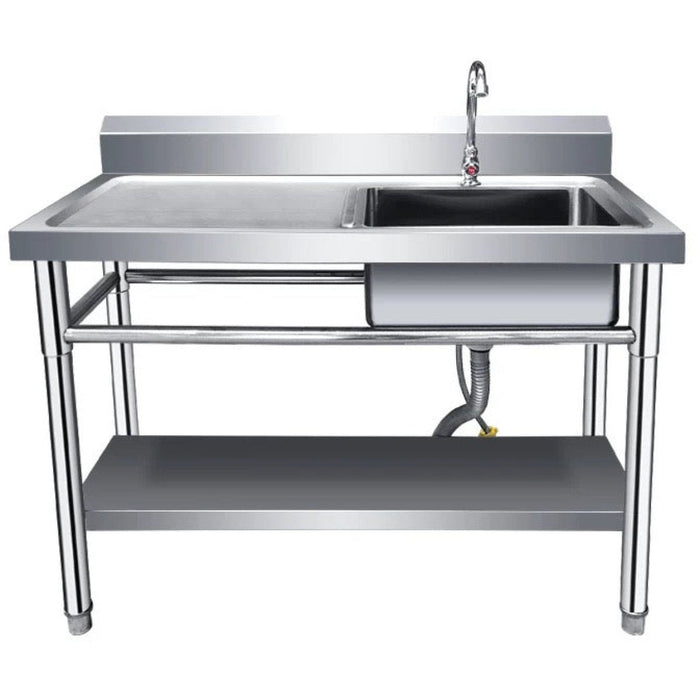 Commercial Sink Stainless Steel 1200x600x850mm 1 Bowl Right Splashback Undershelf | Wus12060 Right Makfry