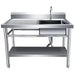 Commercial Sink Stainless Steel 1200x600x850mm 1 Bowl Right Splashback Undershelf | Wus12060 Right Makfry