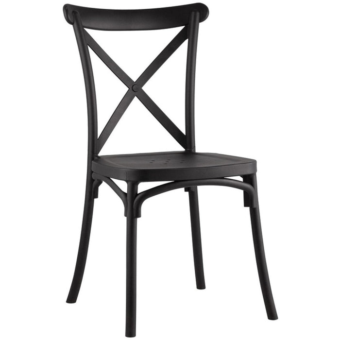 Bistro Dining Chair Cross Back PP/Fiberglass Black |  WW050 Makfry
