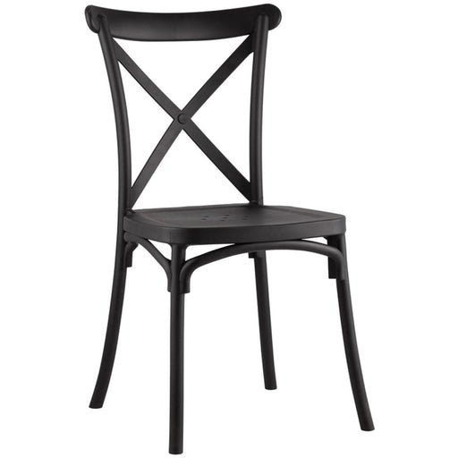 Bistro Dining Chair Cross Back PP Black |  HYPP11 Makfry