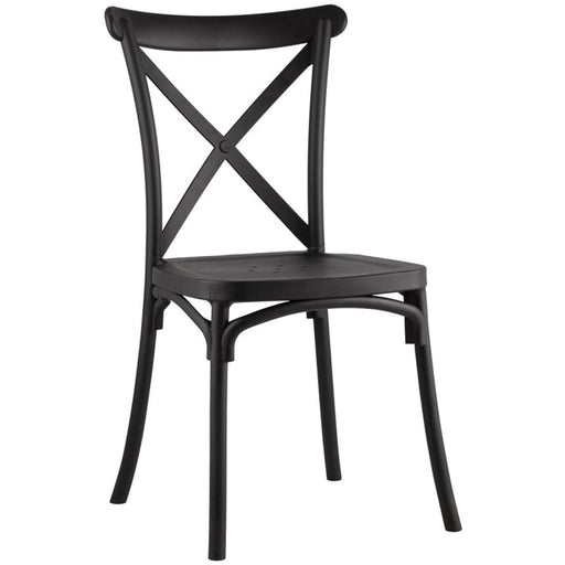 B GRADE Bistro Dining Chair Cross Back PP/Fiberglass Black |  WW050 B GRADE Makfry