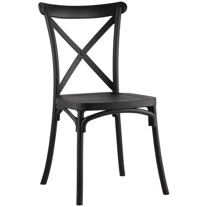 B GRADE Bistro Dining Chair Cross Back PP/Fiberglass Black |  WW050 B GRADE Makfry