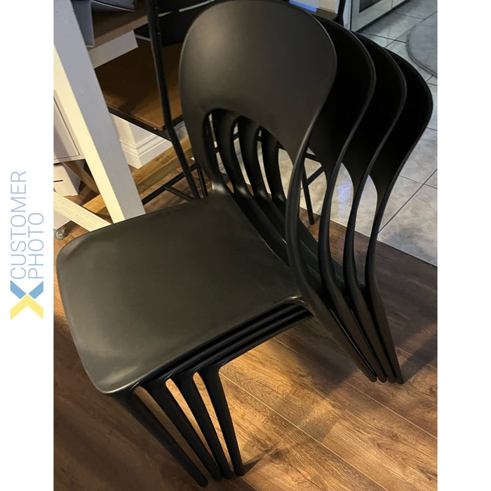 Bistro Dining Chair Plastic Black Indoors & Outdoors |  WW053BLACK Makfry