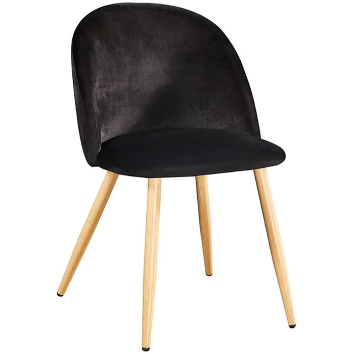 Velvet Dining Chair Black & Wood |  WW095