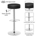 Black Height Adjustable Barstool with Thick seat |  WW120 Makfry