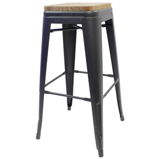 High Bar stool with Wooden Seat Dark Grey Indoors |  WW166DG Makfry