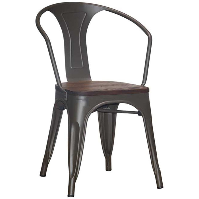 Bistro Dining Chair Dark Grey Woden Seat Indoors |  WW170DG Makfry