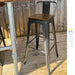 High Bar Stool Steel Grey with Wooden Seat and High Backrest Indoors |  WW172G Makfry