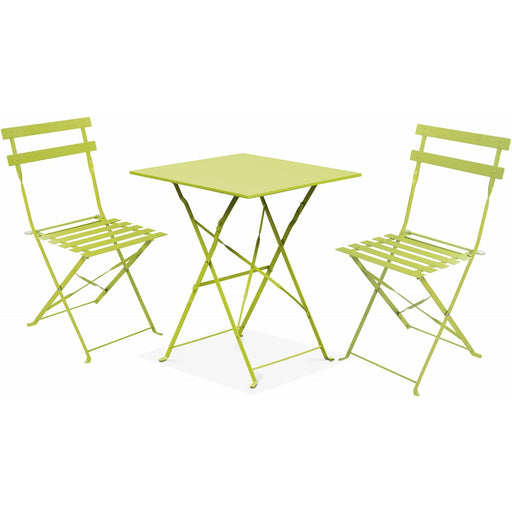 Folding Bistro Set Table & 2 Chairs Green |  WW178GREEN Makfry