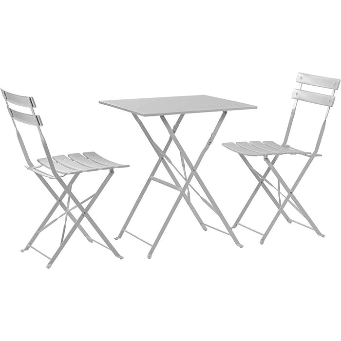 Folding Bistro Set Table & 2 Chairs White |  WW178WHITE Makfry