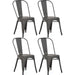 4pcs Bistro Dining Chair Steel Dark Grey Indoors |  WW60G Makfry
