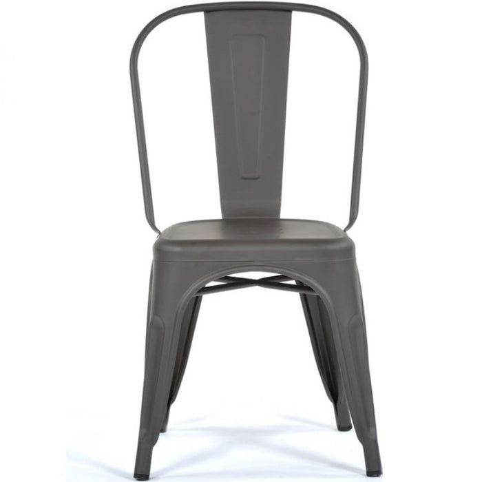 4pcs Bistro Dining Chair Steel Dark Grey Indoors |  WW60G Makfry