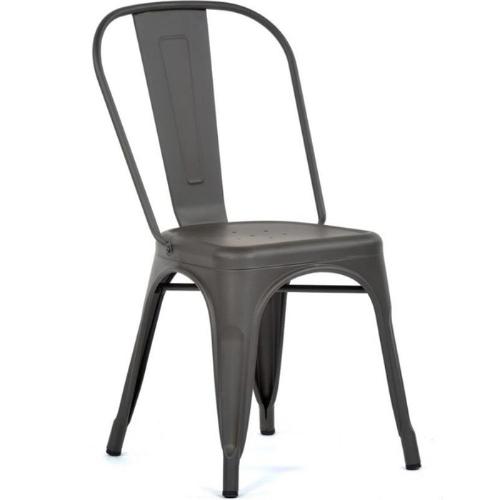4pcs Bistro Dining Chair Steel Dark Grey Indoors |  WW60G Makfry