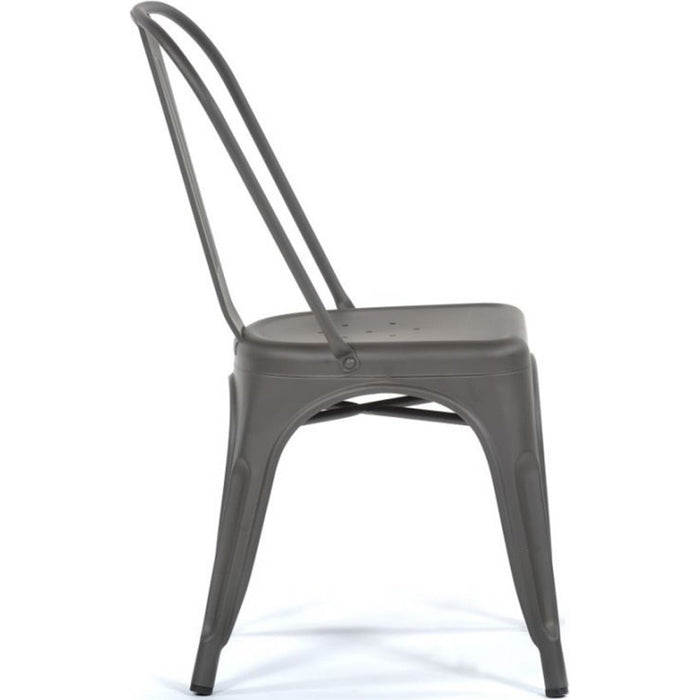 4pcs Bistro Dining Chair Steel Dark Grey Indoors |  WW60G Makfry