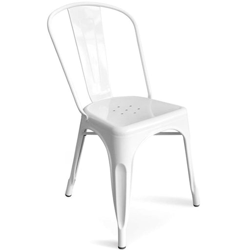 4pcs Bistro Dining Chair Steel White Indoors |  WW60W Makfry